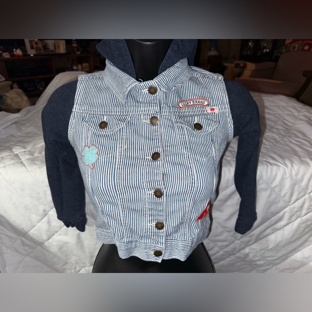 Lucky Brand Jeans Stripped Jean Jacket